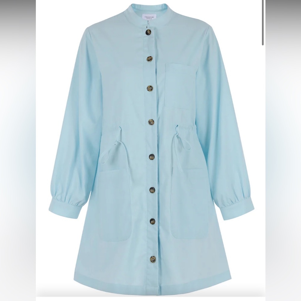 The Shirt by Rochelle Behrens Light Blue Mini Dress